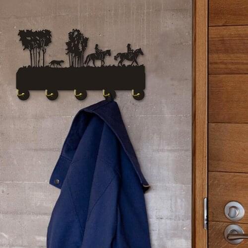 Trail Ride Cowboy Riding Multi-purpose Design Wall Coat Clothes Hooks Towel Robe Wall Hooks Coat Hanger Bathroom Hanger
