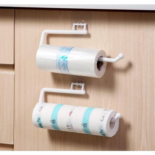 Tissue Storage Rack Plastic Paper Roll Holder Single Rod Wall Mounted Adjustable Towel Hanger for Kitchen Bathroom