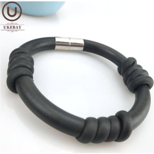 UKEBAY New Simple Statement Bracelets Women Handmade Rubber Bangles Leather Jewelry Fashion Accessories Gothic Charm Bracelet