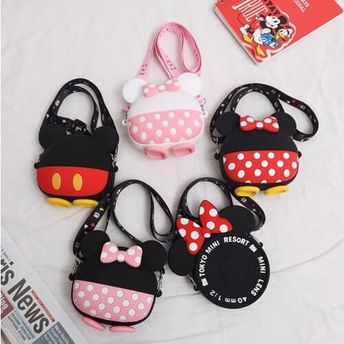 Disney Anime Backpack Mickey Minnie Mouse Bag Waterproof Silicone Bag Baby Boys Girl Shoulder Bag kids Kindergarten Schoolbag