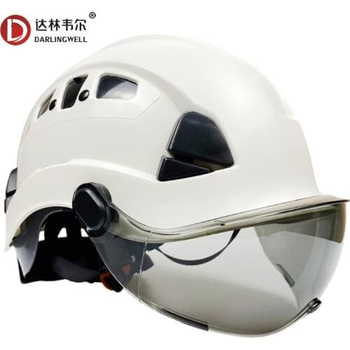 DARLINGWELL Safety Hard Hat with Visor Breathable Vents Work Cap Protective Helmet with Goggles Outdoor Riding Climing Rescue