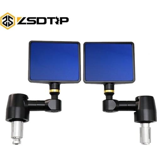 ZSDTRP Motorcycle Rear View Mirrors Square 18mm Handle Bar End Foldable Motorbike Side Mirror For Suzuki Kawasaki Honda