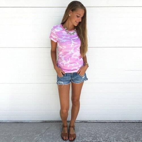 Camouflage Blouse Women Female Printed Tops Short Sleeves Women T Blouse Military Uniform Casual Top Tees