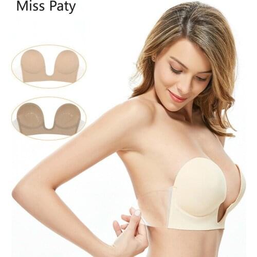 Strapless sexy adhesive silicone sticky gathered stealth stickers underwear lingerie bralette brassiere push up bras for women
