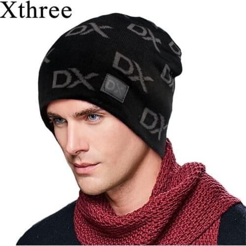 Xthree Winter Skullies Beanies Men Knitted Hat Caps Male Gorras Bonnet Warm Winter Hats For Men Women Beanies Hats