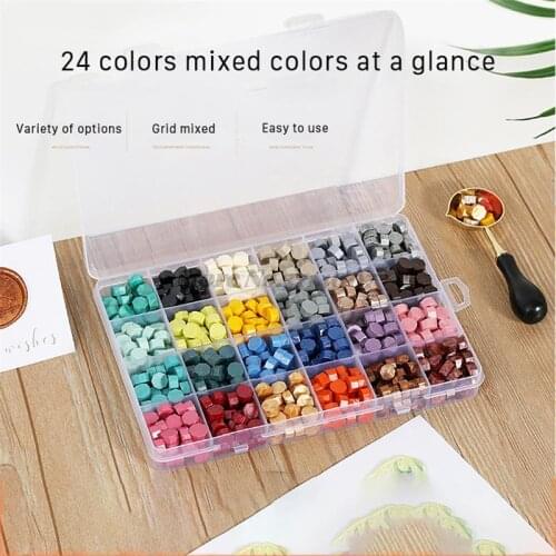 24 Color Transparent Retro Boxed Lacquer Wax Set clear stamps Gold Powder Seal Particle Customization carimbo