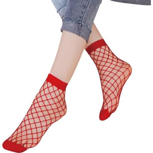 3 Pairs Women Girls Sexy Hollow Out Breathable Big Mesh Fishnet Socks Female Lace Fish Net Stretchable Short Hosiery Ankle Socks