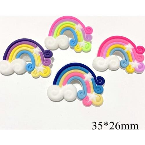 30Pcs/lots Lovely Rainbow Flat Back Resin Accessories for Jewelry Making DIY Phone Shell Crafts Ornament