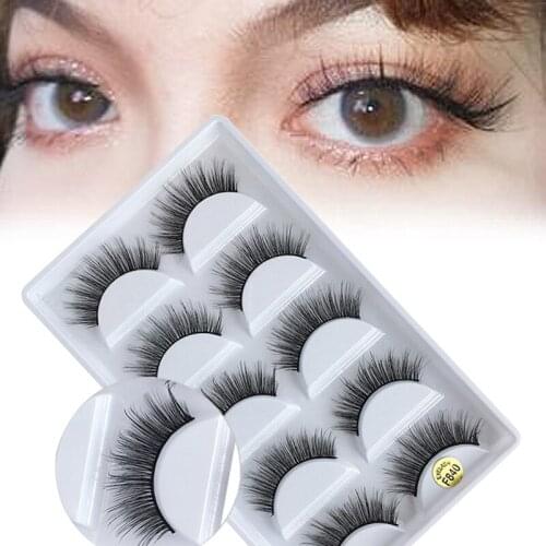 5 Pairs 3D Mink False Lashes Soft Wispy Dramatic Fluffy Volume Cross Reusable MaKeup Natural Handmade Full Strip False Eyelashes