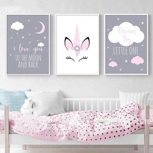 3pcs Unicorn Diy Diamond painting Baby Girl Nursery Wall Art diamond embroidery Love You to the Moon Painting Kids Canvas ZP-397