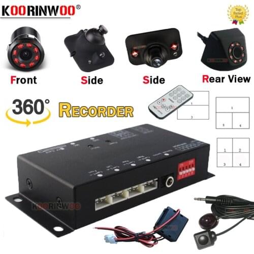 Koorinwoo Intelligent Car 360 Cycle Recording DVR Box 4 Trigger Controller 64G SD For Front Left View Right Side RearView Camera