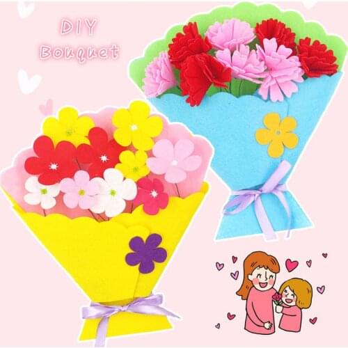DIY Non-woven Bouquet Kids Arts and Crafts Toys Mothers Day Bouquet Kindergarten School Art Craft Educational Toys Craft Kits