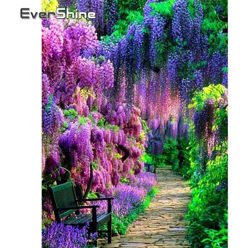 EverShine Diamond Painting garden DIY Full Square Diamond Embroidery Scenic 5D Flower Mosaic Rhinestones Picture Handmade Hobby