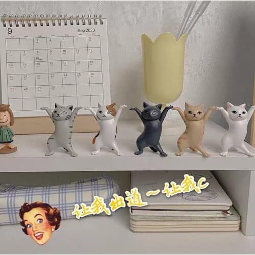 Cat pen holder sand sculpture enchanting ins lovely web celebrity pall cat pen holder desktop small display toy gift