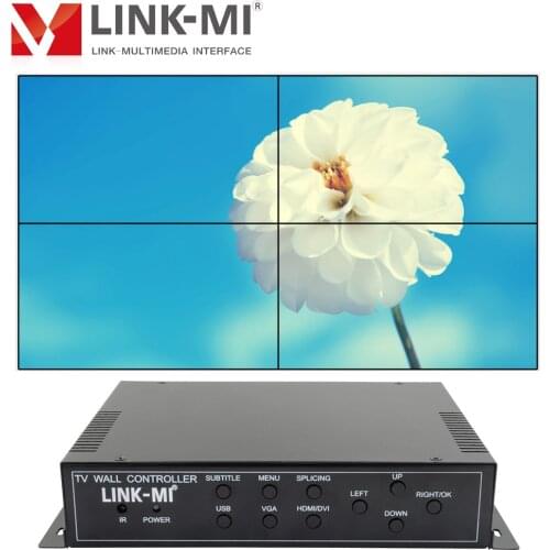 LINK-MI 4 Channel 2x2 HD Video Wall Controller Zoom Function 1080P USB HDMI DVI VGA AV Input For 4 TV Splicing flying subtitle