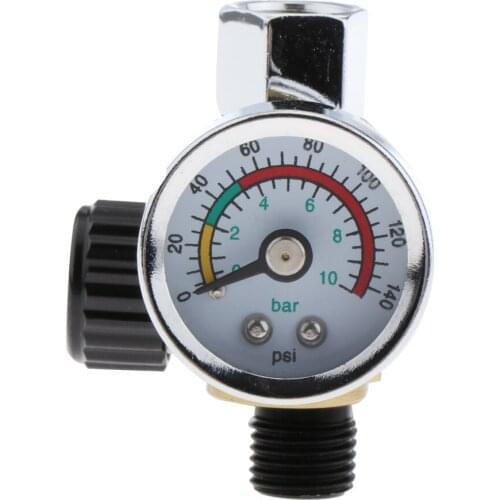 Mini Spray Paint 1/4inch Threads Air Pressure Regulator Gauge 0-140 PSI