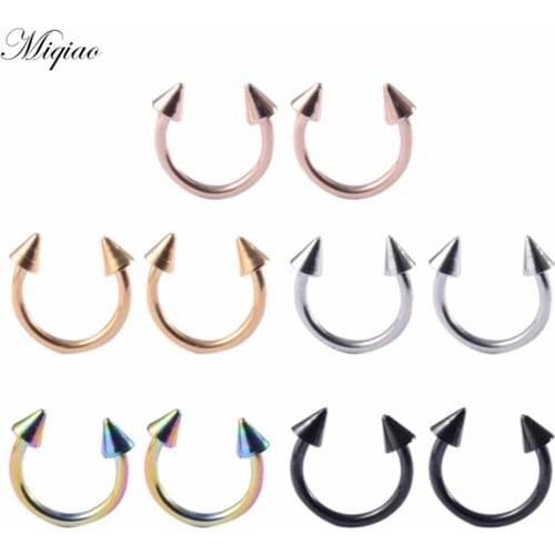 Miqiao 10pcs Explosive Stainless Steel Curved Rod Sharp Cone Lip Ring Exquisite Human Body Piercing Jewelry