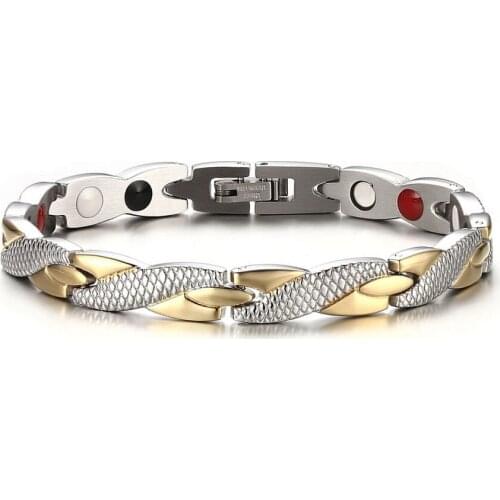 Mens Stainless Steel Germanium Balance Energy Care Therapy Magnetic Power Healthy Health Bracelets Bangles