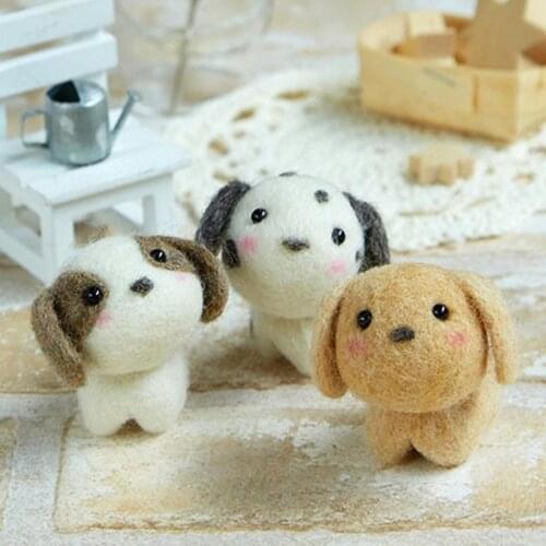 Non-Finished Felt Creative Cute Dog Pet Toy Doll Wool Felt Poked Kitting Non-Finished Handcarft Wool Felting Material Package