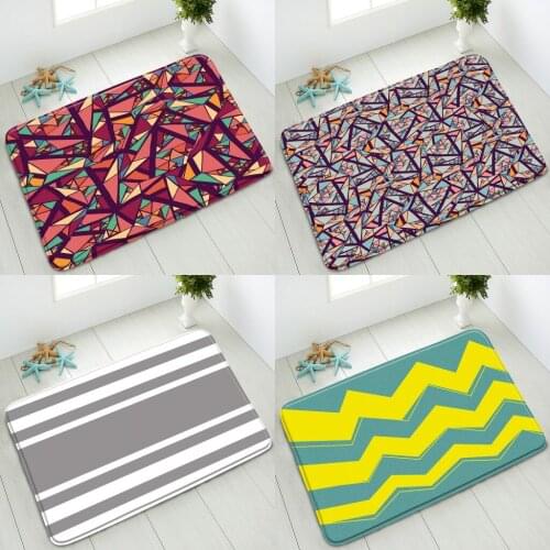 Geometric Pattern Non-Slip Bathroom Mat Indoor Floor Mats Bedroom Kitchen Doormat Absorbent Carpet Washable Foot Pad Home Decor