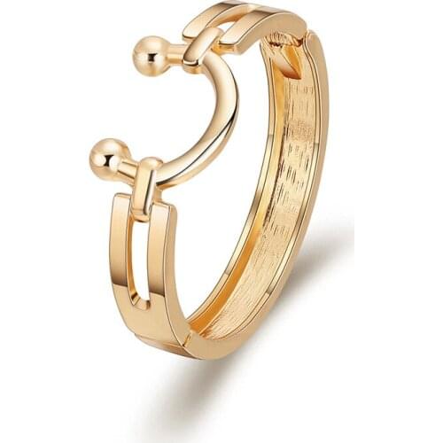 ORNAPEADIA 2021 Fashion Bracelet for Women Minimalist U-shaped Saddle Shape Boutique Gold Plated Bracelet Cuff Bangles