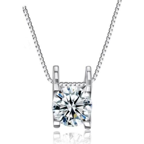 Everoyal Top Quality AAA+ Crystal Round Pendant Necklace Girls Bijou Vintage Lady 925 Sterling Silver Necklace For Women Jewelry