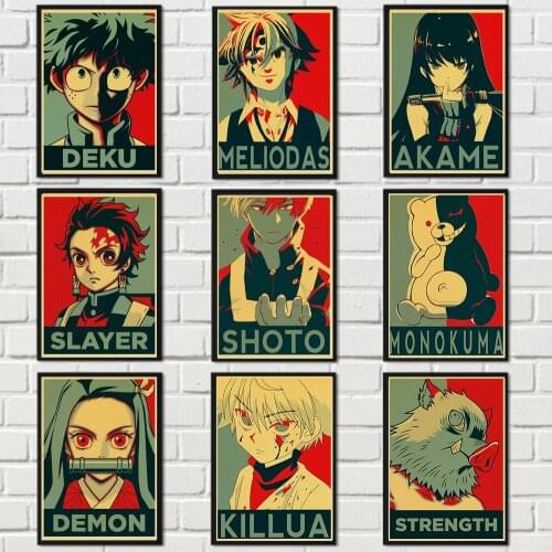 Janpnese Anime My Hero Academia/HUNTER×HUNTER/NARUTO retro posters kraft paper HD Painting For Home Decor wall stickers