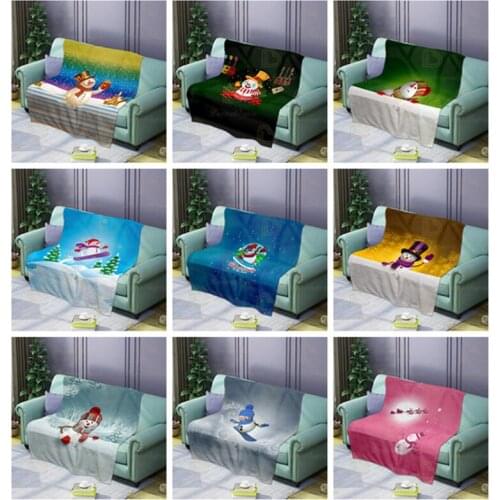 Christmas Blanket for Sofa Car Bed Cover Snowman Fleece Plush Throw Blanket Warm Winter Kid Children Adult Bedspread