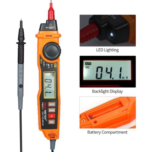 PEAKMETER PM8211 Handheld Multimeter Backlight LCD Display Pen Type Digital Multimeter DC/AC Voltage Current Meter