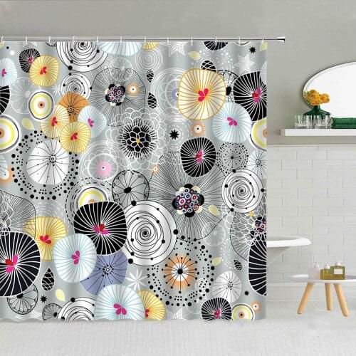 Modern Personality Creative Geometry Shower Curtain Set Bathroom Decor Supplies Fabric Machine Washable With Hooks Cloth Curtain