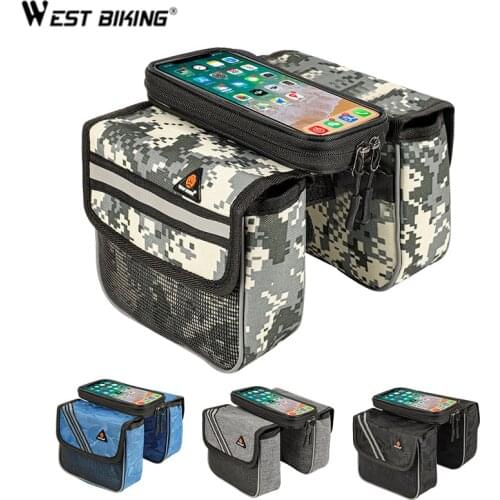 WEST BIKING Bicycle Bag 6.5in Case Touchscreen Bag Front Frame Top Tube Cycling Bag Waterproof Holder Package Bike Accessories