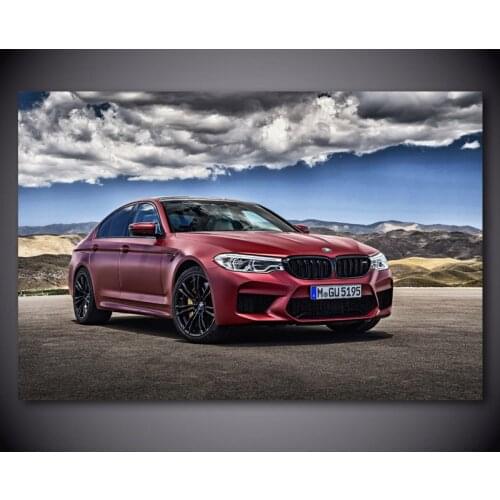Supercar B M W 2018 M5 Wine colo Sport Car Wall Art Picture Silk Posters and prints Canvas Paintings Modern Home decoration