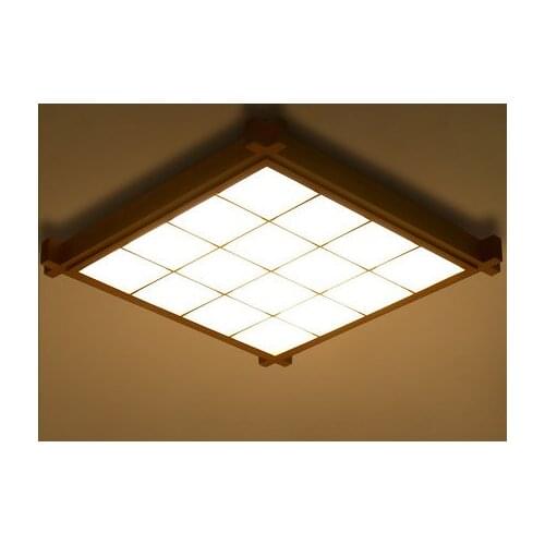 Japanese-Style Surface Mounted Oak Wood AC 110/220V LED Ceiling Lamp Sheepskin Cover Ultra-thin Tatami for Bedroom Living room