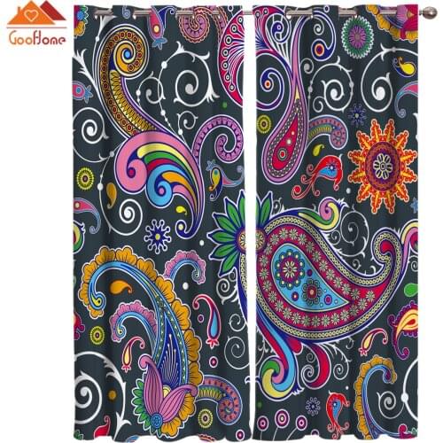 Paisley Russia Ethnic Retro Window Curtains Living Room Outdoor Fabric Drapes Curtain Home Decor