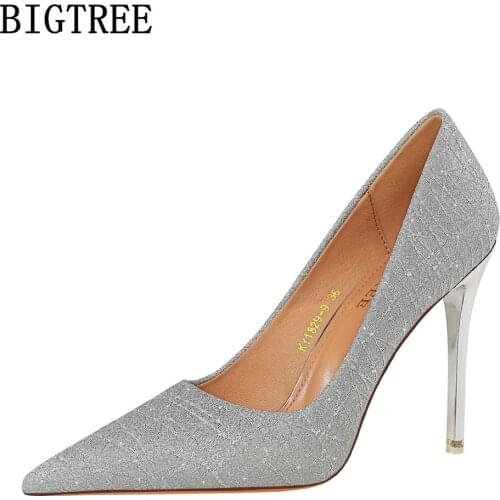 Bigtree Wedding Shoes For Women High Heel 2021 Bling Heels Women Womens Shoes Heels Women Pumps Schuhe Talons Hauts Chaussures
