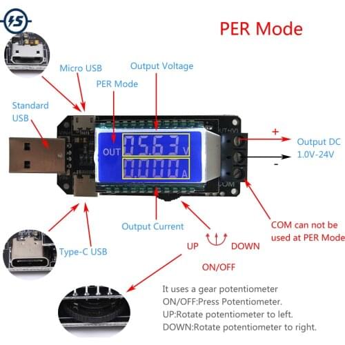 USB Step UP/Down Power Supply Module DC-DC 5V to 3.5V/9V/12V/24V LCD Adjustable Boost Buck Converter Tester Out DC 1.0V-24V
