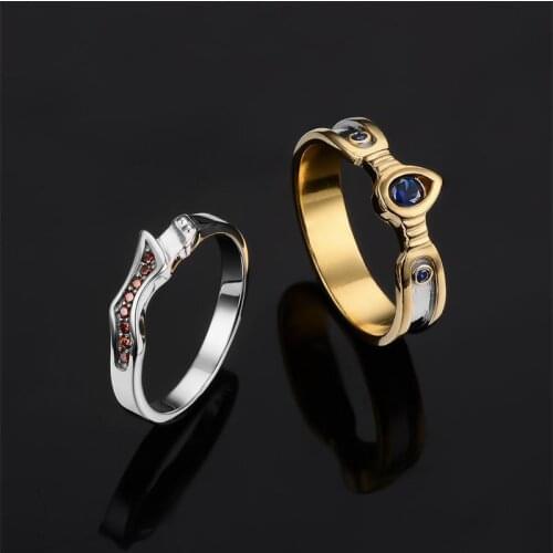 LOL Game S925 Sterling Silver Jewelry The Sinister Blade Katarina Garen Engagement Rings Couple Lovers Aniversary Gifts