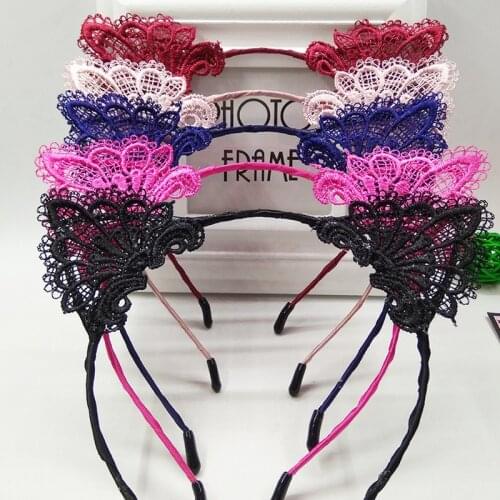 Women Girls Cute Headband Sexy Fashion Lace Cat Ear Hairband Hair Accessories Party Gift