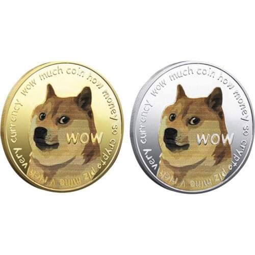 Gold/Silver Plated Dogecoin Virtual Currencys Commemorative Coins Collection Dog Badge Souvenir Gift Home Decoration Crafts
