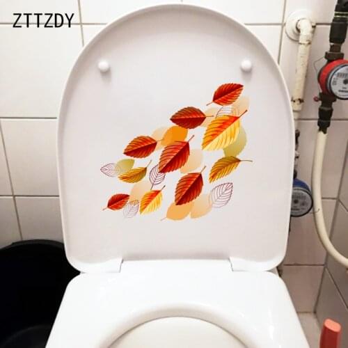 ZTTZDY 25.9×23CM Orange Leaves Modern Art Wall Decoration Stickers Cartoon WC Toilet Accessories T6-0247