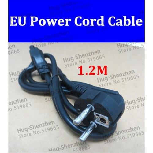 10pcs Useful 1.2M EU 3 Prong 2 Pin AC Power Cord Adapter Cable Black Extension Wall Cord Power Cable Laptop Battery Charger