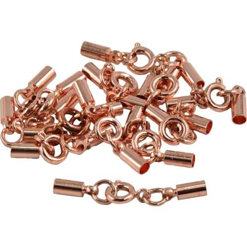 12pcs Vintage Metal Round Tube Spring Lobster Clasps & Crimp Ends for 4mm Cord