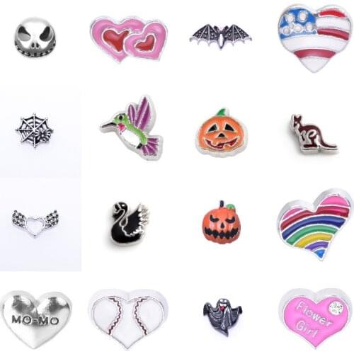 F100 Silver Plated Halloween Pumpkin Floating Charms For Glass Living Locket 8*8mm