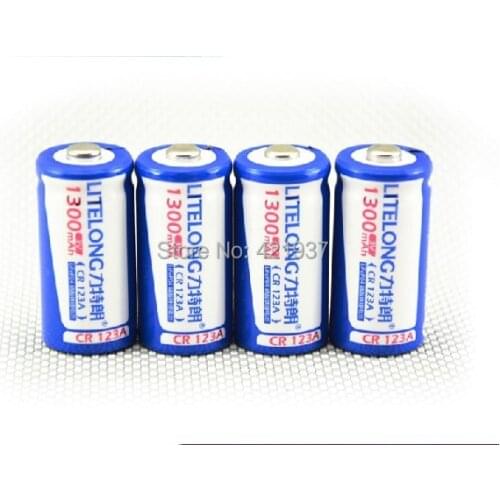 4PCS 1300MAH CR123A rechargeable lithium battery 3V CR17335 lithium camera battery 16340 battery 1300mah