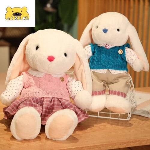 AIXINI Cute Couple Rabbits Plush plush Toys Cartoon Bunny Pillow Stuffed Soft anime plush for Children Girls Gifts plushies