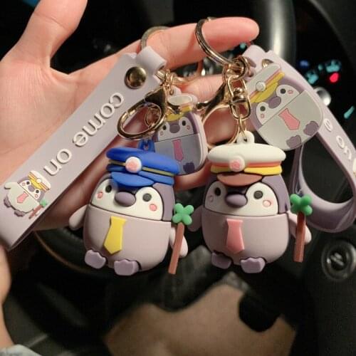 New Cute Animal Penguin Doll Key Chain Personality Creative Silicone Car Exquisite Key Ring Pendant Women Handbag Ornaments Gift