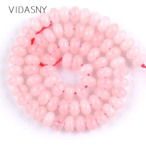 Natural Mineral Gem Pink Quartzs Crystal Rondelle Beads For Jewelry Making 4 6 8mm Spacer Stone Beads Diy Necklace Bracelet 15