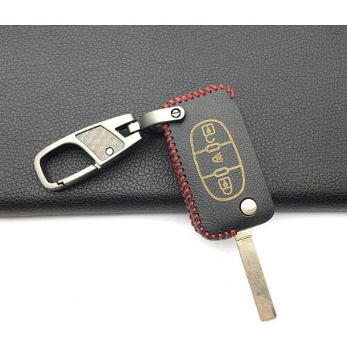 Genuine Leather Car Key Cover Case Shell Protect for Citroen C3 C4 Xsara Picasso berlingo C5 C8 for Peugeot Folding 3 Buttons