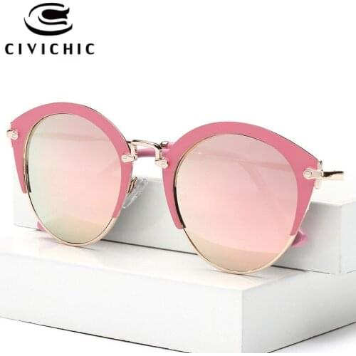 CIVICHIC HD Trend Cats Eyes Women Sunglasses Retro Semi Rimless Eyewear Mirror Coated Sun Glasses Street Snap Oculos De Sol E271