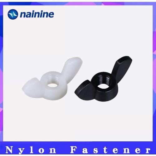 DIN315 M3 M4 M5 M6 M8 M10 M12 Hand Tighten Black And White Nylon Nut Wingnut Butterfly Nut Ingot Plastic Wing Nuts NL17